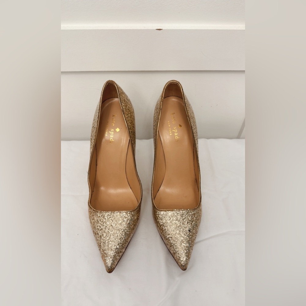 kate spade Gold Glitter Pointed Toe Pumps